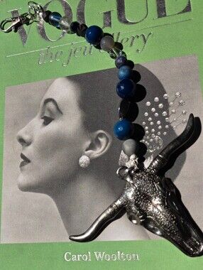 🐂Bull By The Horn Custom Bag Charm! Oversized. OOAK♉️ Agate, Crystals, Hematite